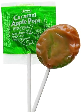 Tootsie Real Caramel Apple Pops, Green Apple Candy with Chewy Caramel, Artificially Flavored, 1 Pound by Yummi2You