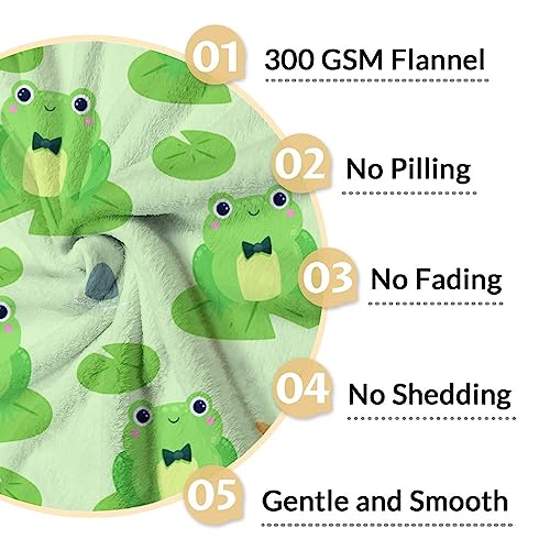 Frog Blanket Gifts - 30x40 Inches Cute Throw for Girls & Boys - Green Soft Fuzzy Blankets for Couch & Office