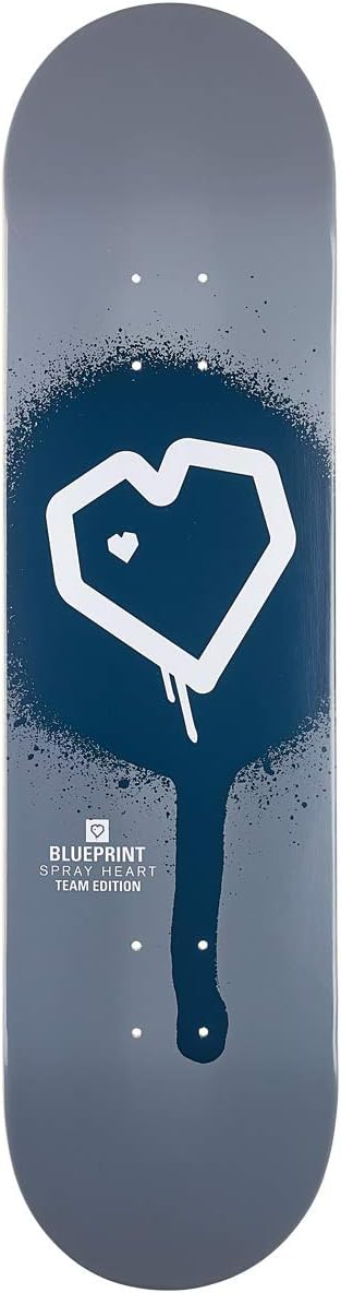 Blueprint Spray Heart Skateboard Deck (8.125" - Grey)
