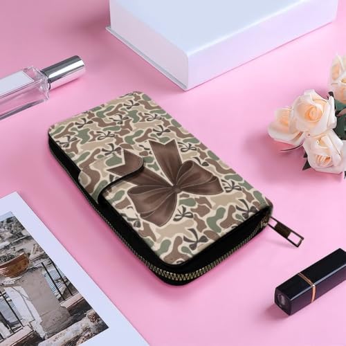 Image of COEQINE Ladies Wallets Pink Leopard Heart Black Printed Leather Phone Long Clutch Purses Check Coin Change Holder