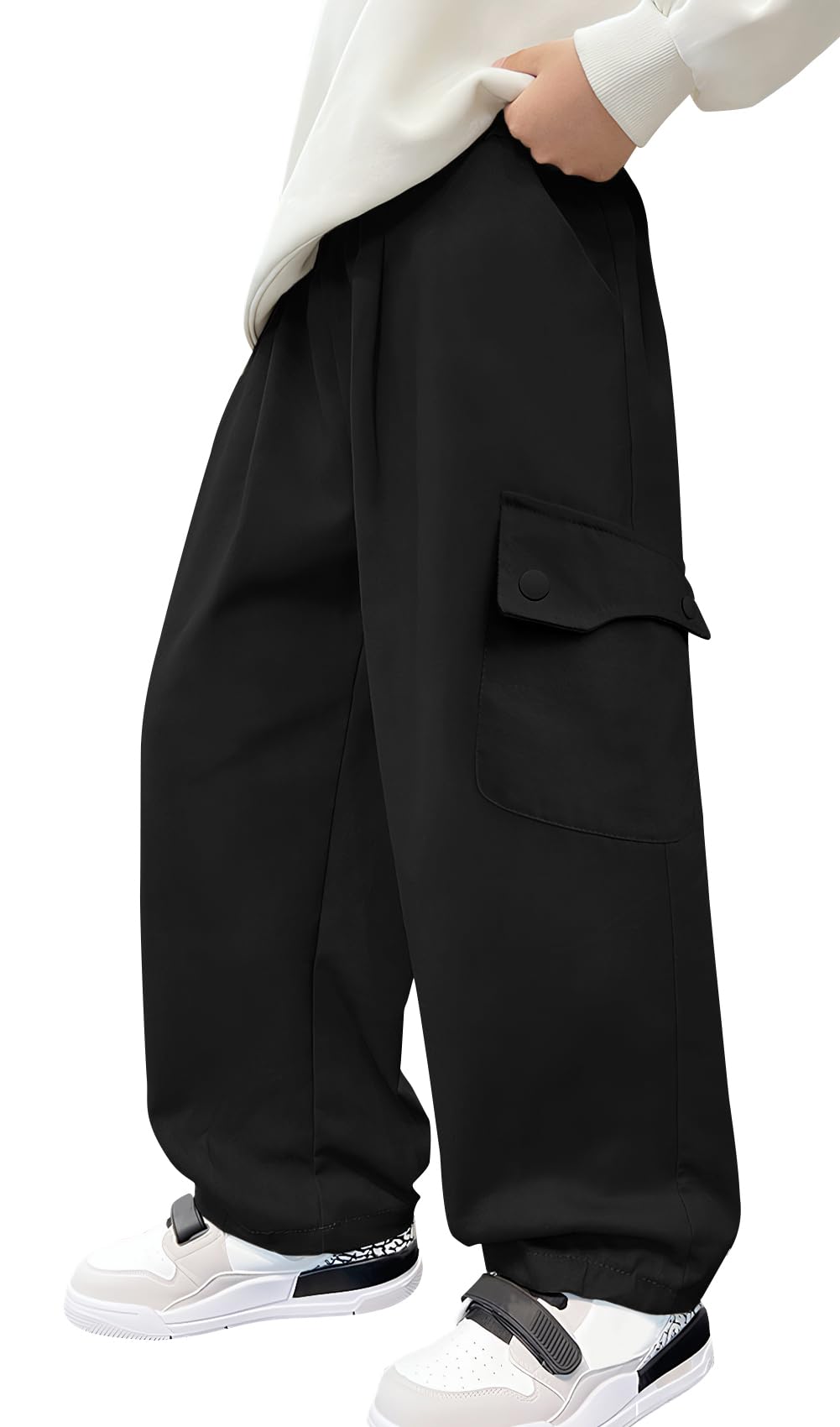 Maeau Pantaloni cargo per ragazzi Pantaloni larghi per bambini Pantaloni della tuta in cotone Pantaloni della tuta larghi Hip Hop Joggers elastico in vita