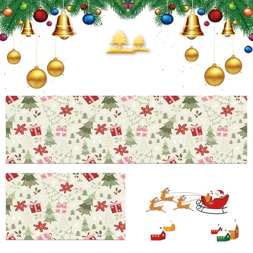2 Piezas Alfombra Cocina Lavable Antideslizante Adornos Navidad Alfombra Pasillo de Natal Diatomeas Suave Alfombra Lavable y Antideslizante para Cocina, Entrada y Pasillo Navidad Decoración 2024
