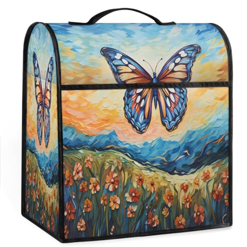 Coffee Maker Cover Oil Painting Butterfly Kitchen Appliance Covers Small Appliance Covers Blender Cover Juicer Cover Dust Covers for Kitchen Appliances with Top Handle and Pockets,Washable,C567