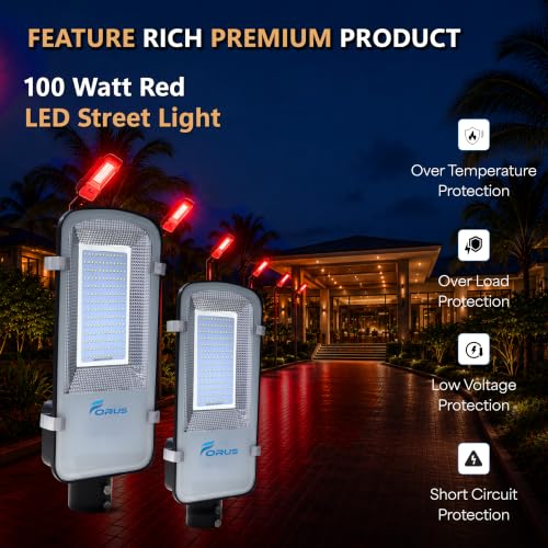 Image of Forus 100W Red Street Light Outdoor LED IP66 Waterproof Decorative Focus Lamp for Road Garden Events Security Terrace Landscape Pathway Building Festival Stage Party Celebration Lighting - 1 Pc