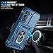 WMYUHAN Compatible with Samsung Galaxy S22 Case Military Grade Drop Shock Protection Cell Phone Cover with Slide Camera Cover Built-in 360° Rotate Ring Stand for S22 6.1 - Blue