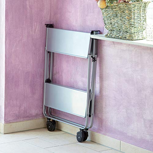 Leifheit Storage Wheels | Silver 74291 Fold-Up Utility Storage & Service Trolley Cart