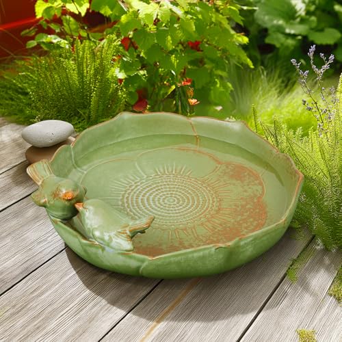 COLOAPT Banheira de cerâmica para pássaros, apenas tigela de banho para pássaros de 25,4 cm, aliment