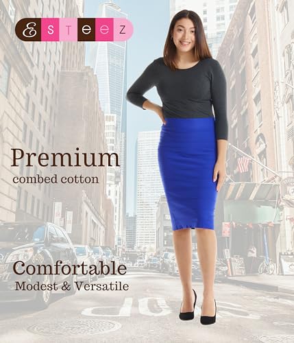 Image of ESTEEZ Women's 3 /4 Sleeve Wide Neck Layering T-Shirt - Modest Cotton Stretch Fitted Base Layer Top