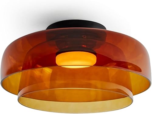 Miniatura 6 de Jowjut Luces de Techo de Montaje al Ras 1-Luz Cristal Gris Luces de Montaje al Ras 2-Capas Pantalla Mediados del Siglo Isla de Cocina Lámparas de