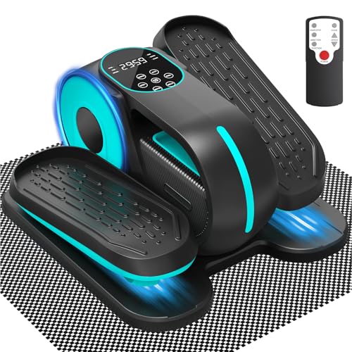 Image of Under Desk Elliptical Machine, 12 Speeds Leg Exerciser as Seen on TV with RF Remote Control for Seniors, Auto & HR Mode Quiet Portable Seated Pedal Exerciser for Home and Office