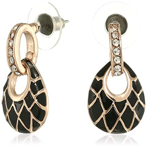 Valentines Earrings Combo: Rose Plated Studs, White & Black