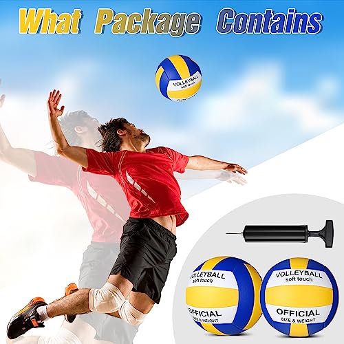 Image of Lenwen 2 Pack Volleyball Official Size 5, Blue, Yellow, White