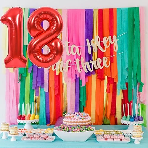 Image of TONIFUL 40 Inch Red Number 18 Balloons Large Foil 18th Birthday Decorations