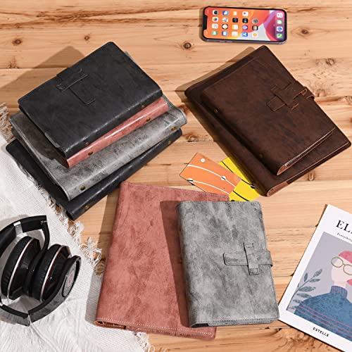 Wonderpool Leather Journal Refillable Binder A6 Writing Notebook Folder Organiser With Dotted Paper & Multi Pockets Cover For Business School Travel (A6, Coffee) #TOP4