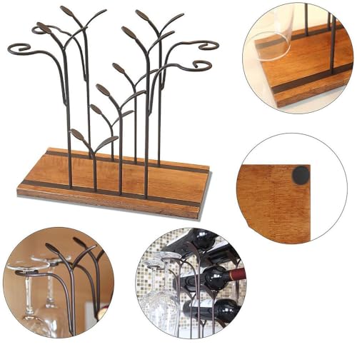 Soporte para botellas de vino de hierro y madera 4 botellas miniatura 2