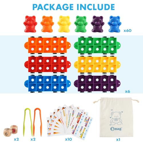 Image of Bmag Counting Bears with Matching Trains, Preschool Learning Toys Color Recognition and Math Learning Games, STEM Educational Toy Gift for Kids Age 3 4 5 Year Old Boys Girls