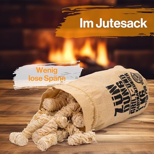 Grillanzünder aus 100% nachhaltiger Holzwolle, 1 kg im Jutesack