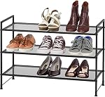 SimpleHouseware 3-Tier Sacs de chaussures en mesh empilables avec étagères pour 9 Paires de rangement de chaussures, Noir