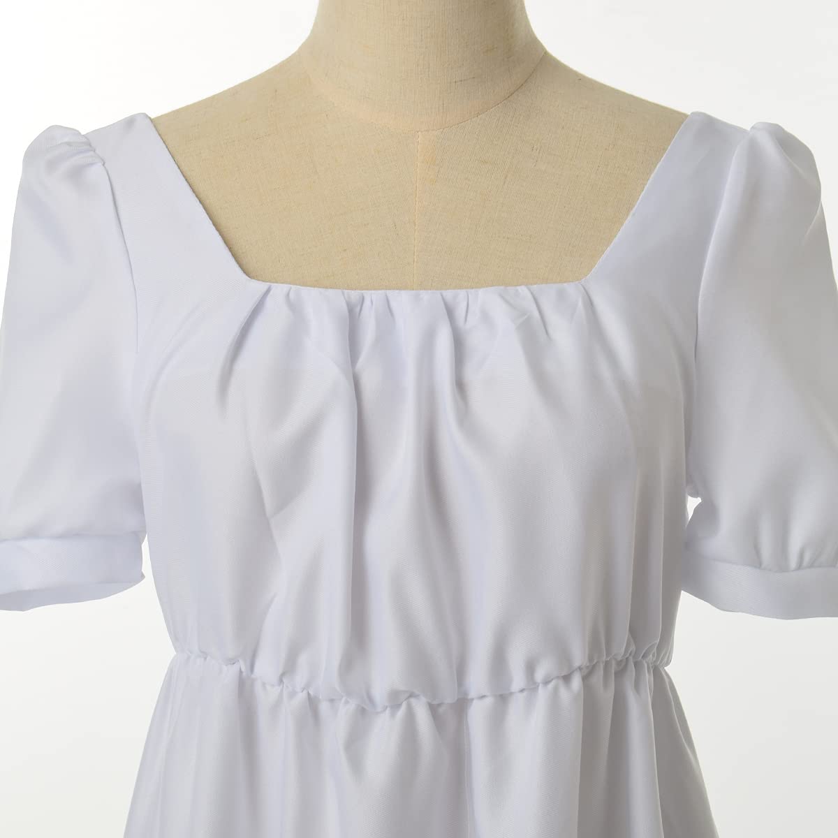 BLESSUME Vestido de Regencia para Mujer Manga Abullada con Volantes Cinturón Vestido de Fiesta con Cintura Imperio