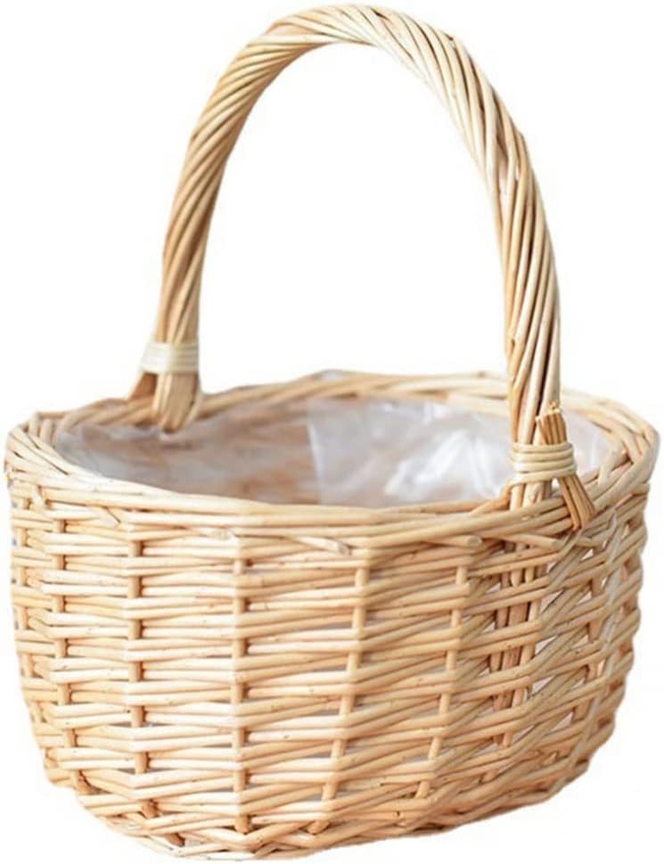Beautiful Flower Basket Handle Design Vine Wedding Girl Flower Basket Storage Basket Container
