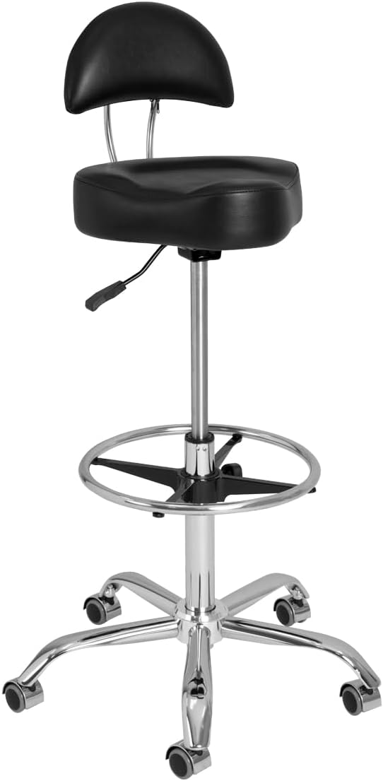 Minerva Beauty Premium Extra High Cutting Stool in Black