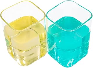 Square Glass Cups 2-Pack,Creative Clear Square Juice Glass Tea Cup Milk Cup 300cc