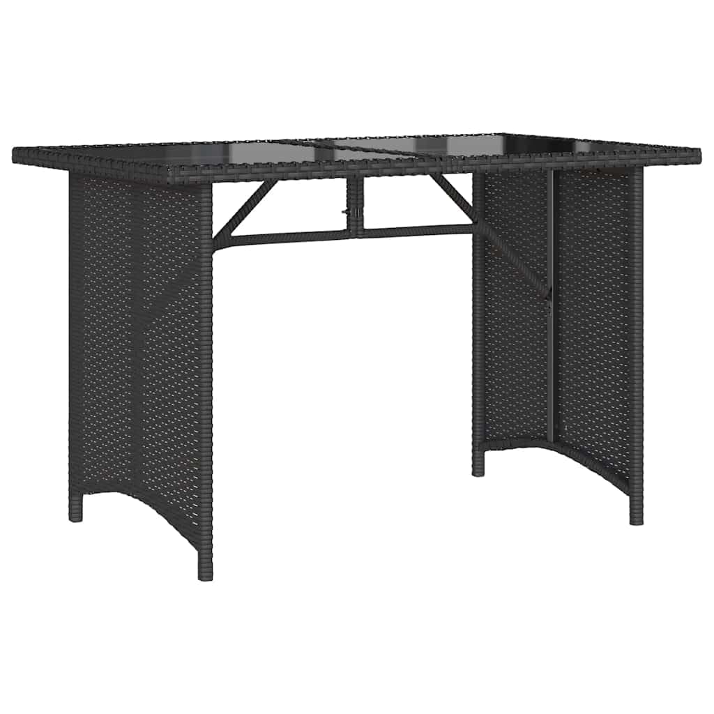 Genérico Mesa de jardín Superficie de Vidrio ratán PE Negro 110x68x70 cm, Mesas de jardín Negro,366350
