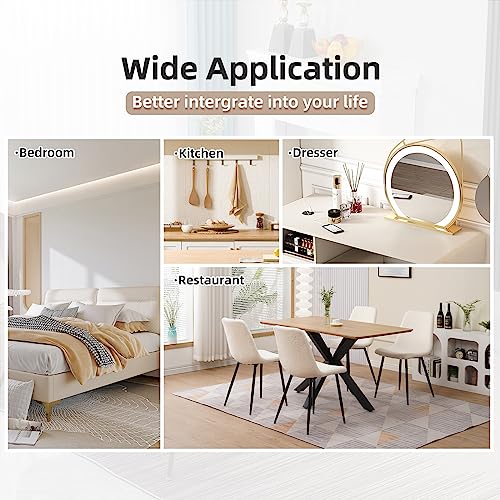 Ylkhome Dining Chairs Set Of 4, Beacon Collection Modern Boucle Fabric Upholstered Dining Chair,Contemporary Dining Chairs With Metal Legs For Living/Dining/Bedroom,White… #TOP4