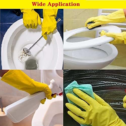 Rubber Cleaning Gloves,Waterproof and Oil-resistance Glove for kitchen Cleaning,Clothes Washing,Household Cleaning, Dishwashing,Car Wash,Indoor and Outdoor Cleaning,Pet Care (Yellow Medium), 45cm