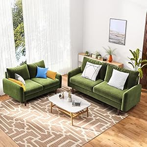 Wanse 72 round arms velvet sofa couch with solid wood frame easy assembly sofas for living room guest room teenagers room and small apartment331 h x 72 w x 311 d army green  urban country home decor