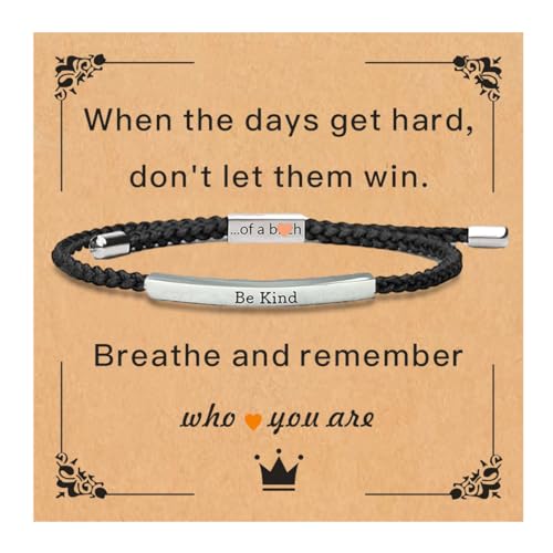 Tube Motivational Bracelet for Women Men, Remember Who Be Kind Of A Stainless Steel Adjustable Best Friends Teens Inspirational Braided Christmas Birthday Gifts Jewelry