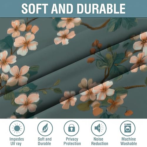 Tenture opaque haut de gamme aux illustrations florales et finition œillets - 8