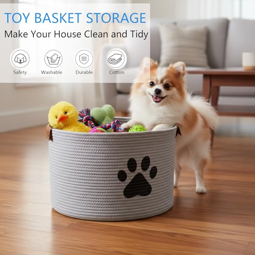 Miniatura 2 de Cesta De Almacenamiento De Juguetes Para Mascotas Morezi, Adecuada Para Guardar Juguetes Para Perros, Ropa Para Perros Y Accesorios Para Mascotas-Gris