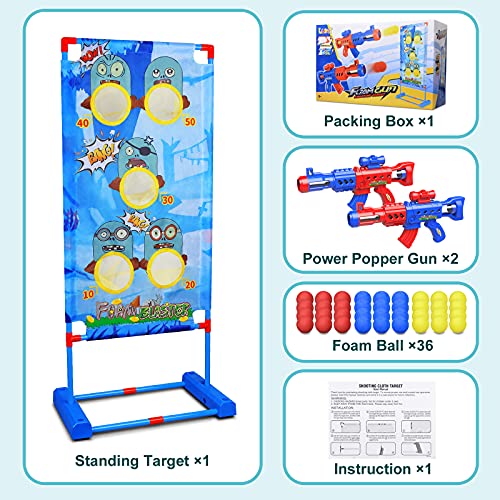 LUKAT Moving Shooting Games Toys for 6 7 8 9 10+ Year Old Boys, 2 Popper Air Toy Guns with 36 Foam Ball 3 Color and Moving Shooting Target , Best Gift for Kids Birthday or Christmas - Thumbnail 7