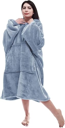 Manta con capucha, manta con mangas usables, acogedora y cálida sudadera con capucha gigante, talla única, con capucha grande y bolsillo enorme