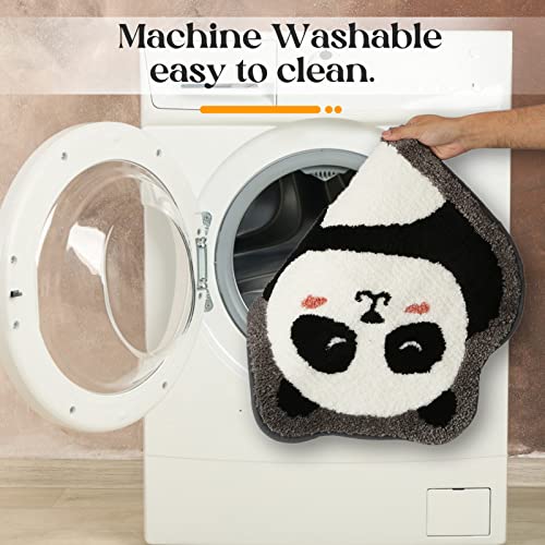Ankah Shower Mat, Bath Mat Cute, Cartoon Picture Design Shower Rug, Non-Slip, Durable, Wool Absorbent Bath Rug, Super Soft Door Mat, Wool Carpet, Machine Washable, 19.7"X 31.5", Panda #TOP6