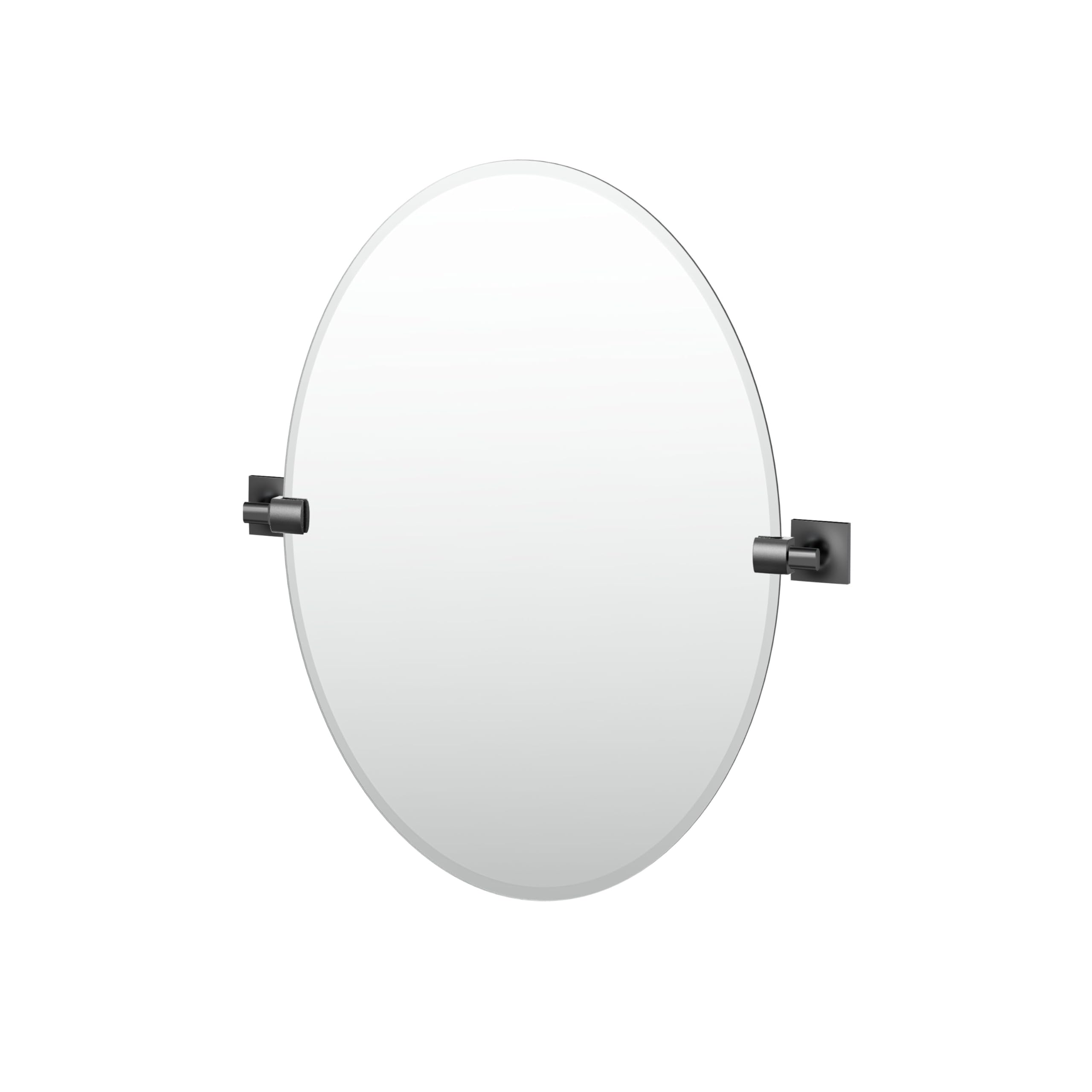 Gatco 5589MX Waterline Frameless Oval Mirror, 26.5 Inch, Matte Black