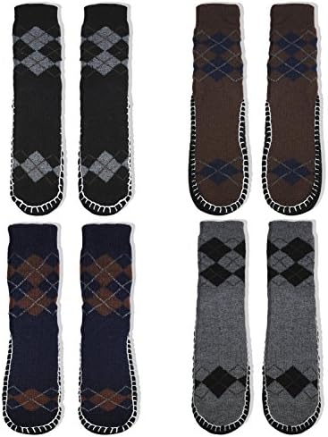 BW Men Knitted Thicken Warm Home Slipper Socks With with Rubber Non Slip Sole