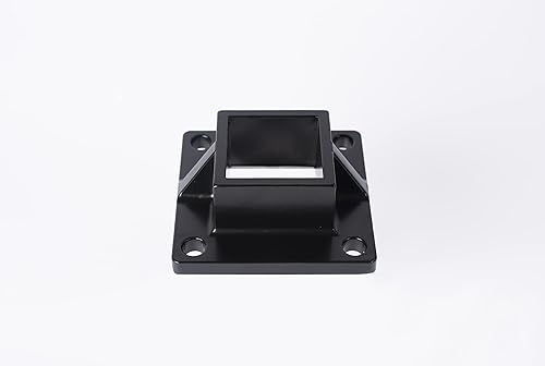 Planga de poste de montaje en el suelo para poste de valla cuadrada de 2 pulgadas y barandilla de cubierta, resistente, aluminio, negro