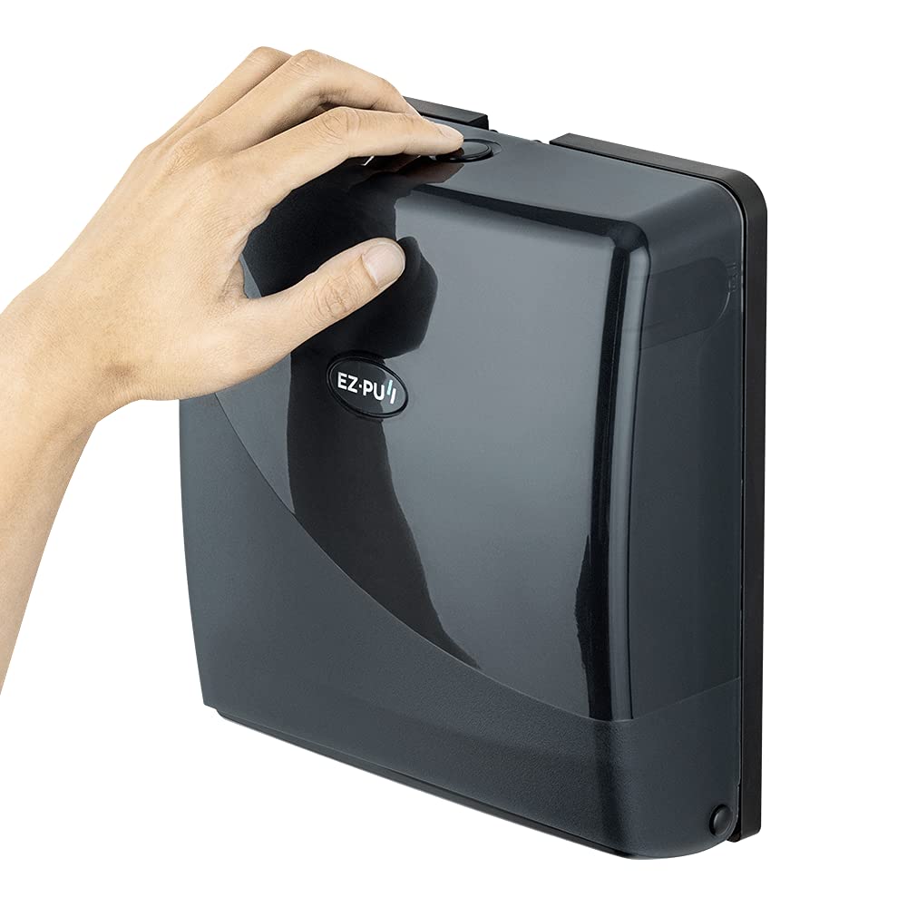 EZ-Pull 3210B-EZ Dispensador de Toallas de Papel montado en la Pared, Soporte para Toallas de Mano Delgado para Cocina, baño, Oficina, para Uso con Toalla de Mano EZ-Pull P2F5, Negro, 10 x 9.2 x 3.5