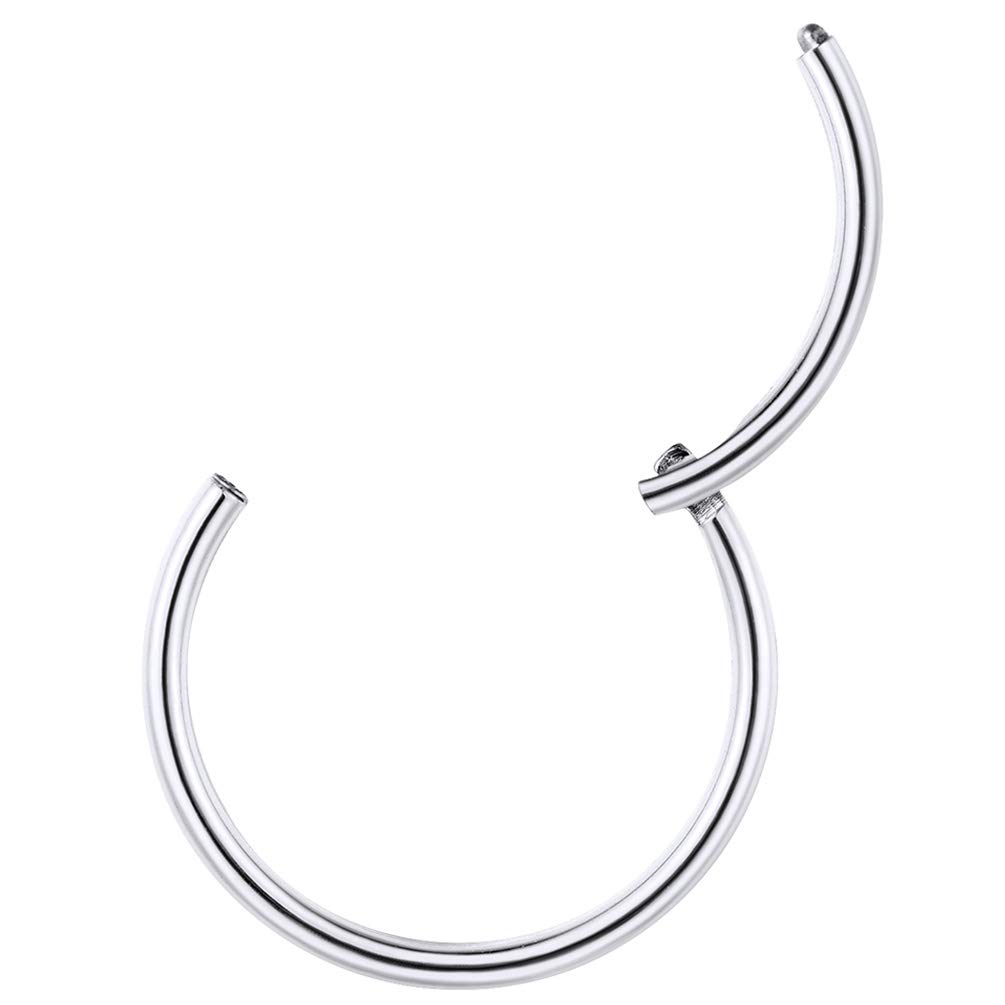 PROSTEEL Un Piercing Nariz Aro Septum Acero Quirurgico, Pendientes Nostril Labio Tragus con Calibre 20G / 18G Grosor, 6-10 mm Diámetro, Plateado/Dorado/Rosado/Negro