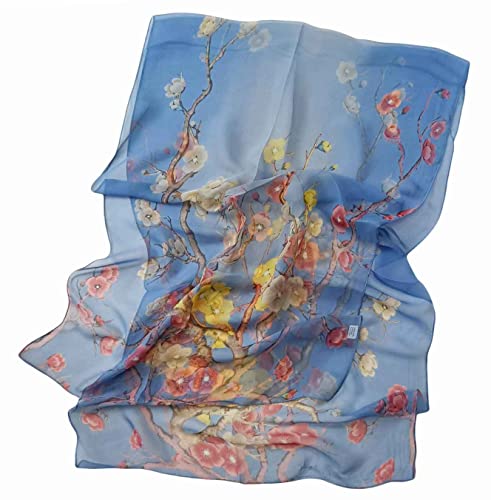 Image of Pokeedioty Scarfs for Women Lightweight Scarves Elegant Floral Pattern Sheer Scarfs Shawls Wraps