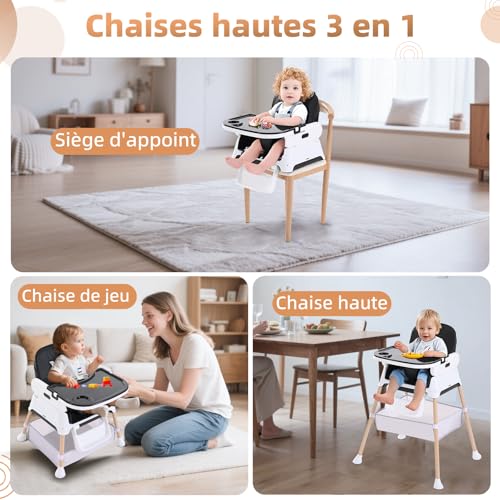 Chaise haute bébé 3 en 1 compacte, la solution au manque d'espace pour les repas de bébé - 3