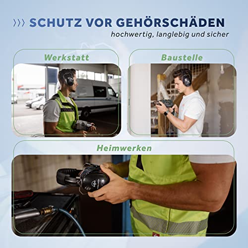 Schallwerk ® Work+ Gehörschutz Erwachsene - Arbeit Ohrenschützer - Gehörschutz Schießsport - Verstellbarer Kapselgehörschutz SNR 27 dB - Komfortabler Schutz für laute Umgebungen, Kinder, Lärmschutz