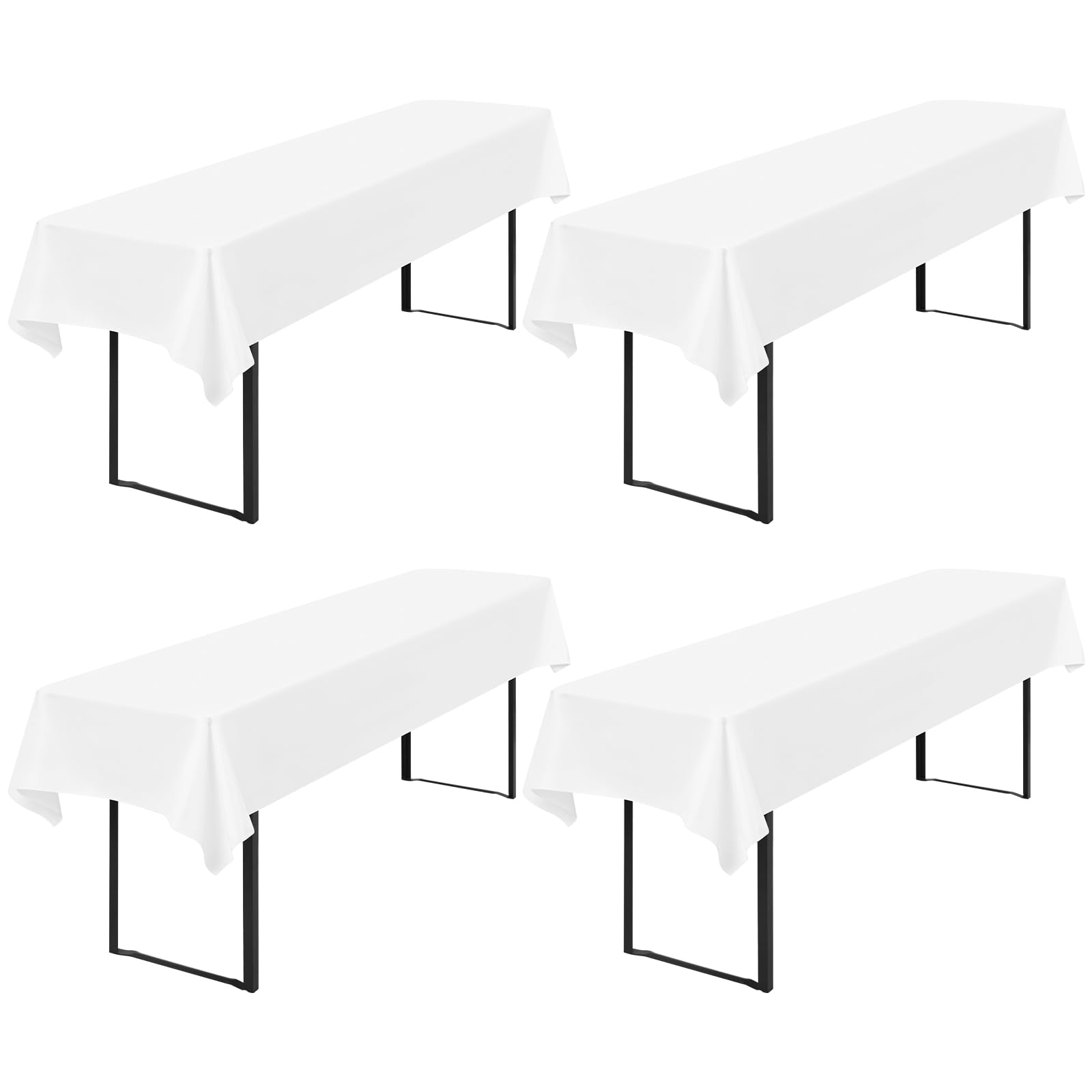 4 Stück Tischdecke Bierzeltgarnitur 100 x 250cm Biertisch Tischdecke wasserdichte Polyester Bierbank Tischdecken für 50 und 70cm Biertische, Rechteckige Tischdecken für Hochzeitsfeiern(Weiß)