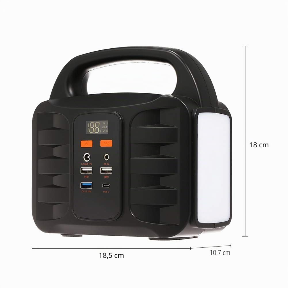 Central eléctrica portátil, 155Wh 42000mAh Camping Generadores solares Fuente de alimentación de Litio, Iluminación LED SOS, para Acampar al Aire Libre Pesca