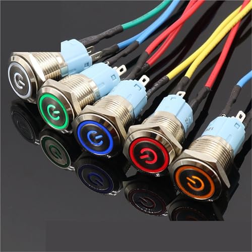 Interrupteur à bouton-poussoir 16mm avec indicateur LED vert 12V