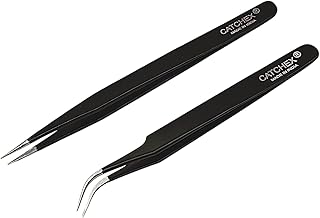 Non-Magnetic ESD Safe Anti-static Tweezers (Powdered Coated - Black) - Set of 2