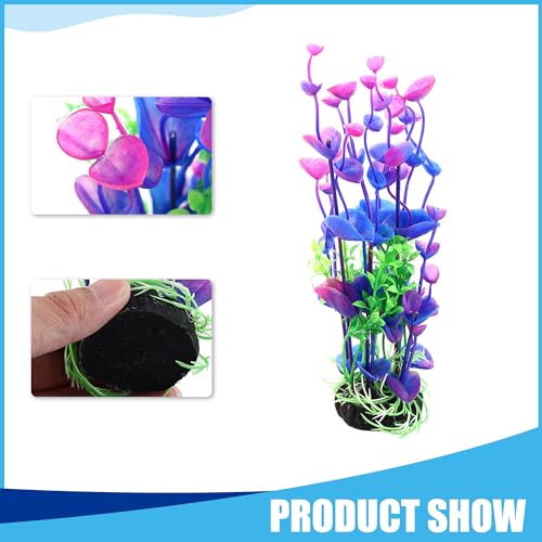 Image of Aquarium Decoration,Plastic Plant Decoration for Aquarium Landscaping, 8.3Inch(Purple Green)