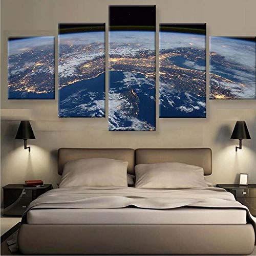 Impression sur toile intissée Terre DJDL en 5 pièces pour décoration murale de salon